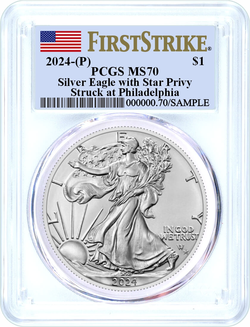 2024 (P) $1 1 oz Silver Eagle Star Privy PCGS MS70 First