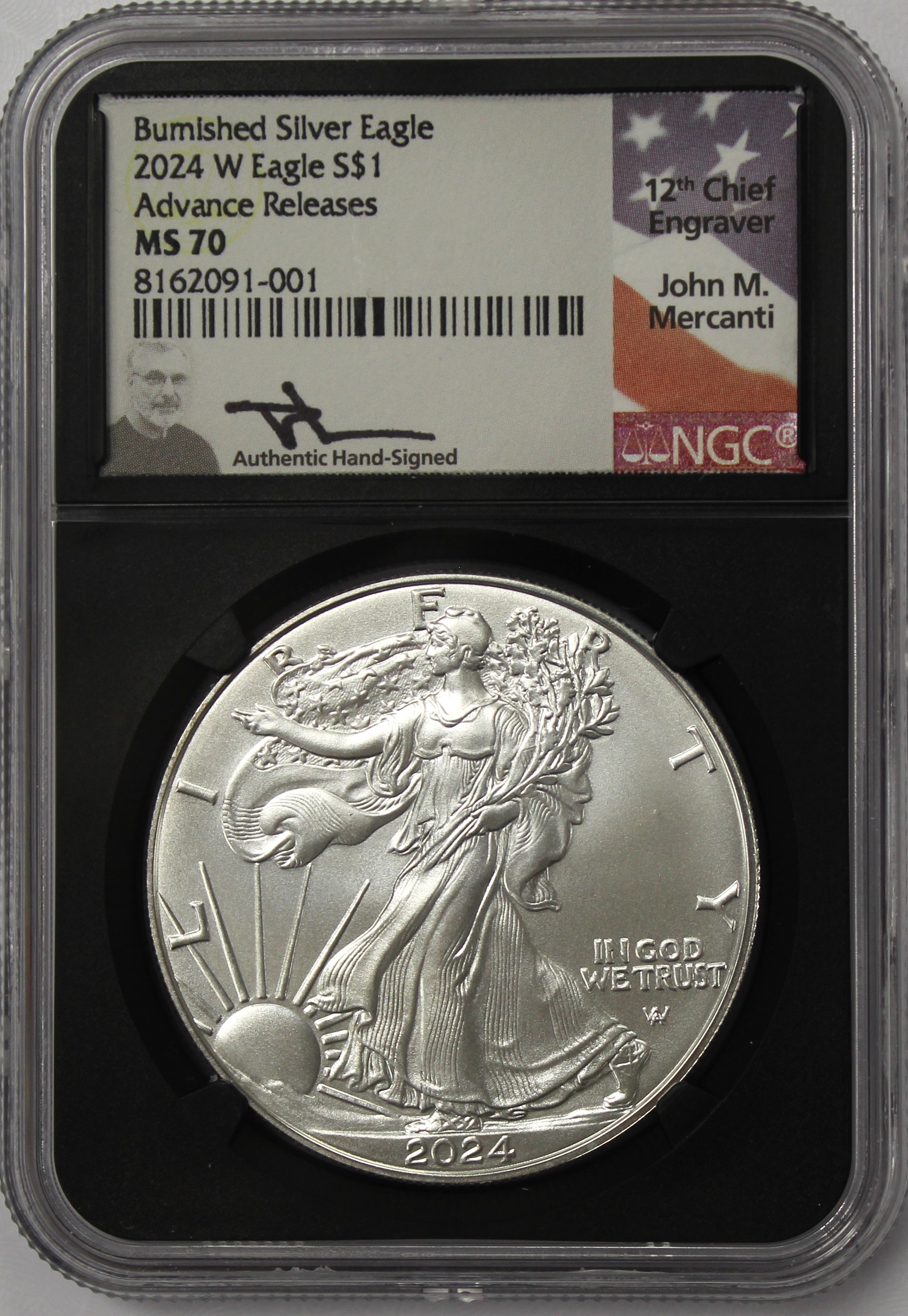 2024 W $1 1 oz Burnished Silver Eagle NGC MS70 Advance Releases